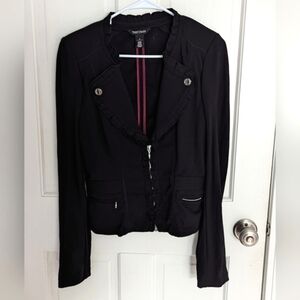 White House Black Market Black Blazer Formal Wear Zip Up Suit Jacket Size 6